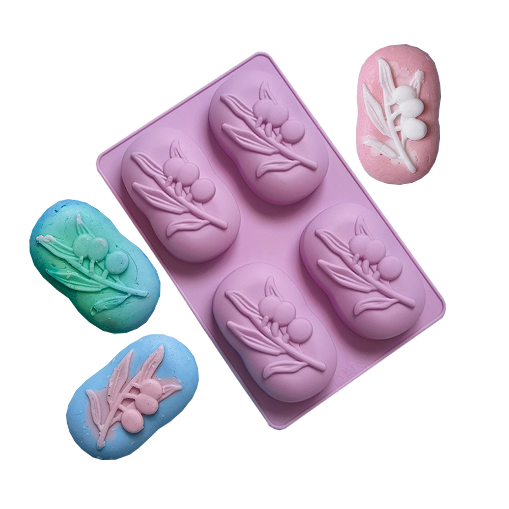 Candle Making Easy - 4 Cavities Oval Olive Tree Silicone